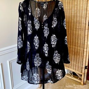 Lucky brand sheer long sleeve tunic